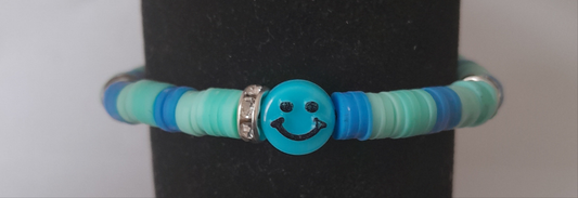 Blue Stripey Smiley Bracelet